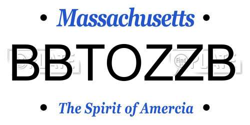 BBTOZZB Massachusetts License Plate