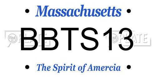 BBTS13 Massachusetts License Plate