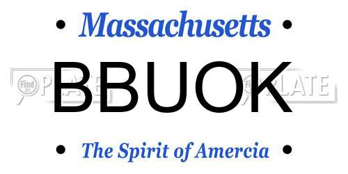 BBUOK Massachusetts License Plate