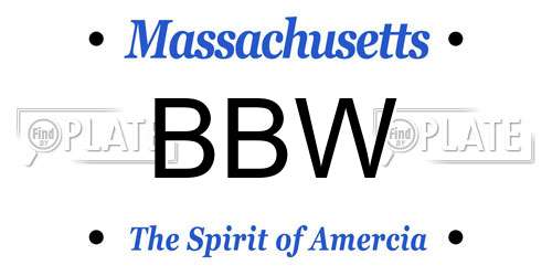 BBW Massachusetts License Plate