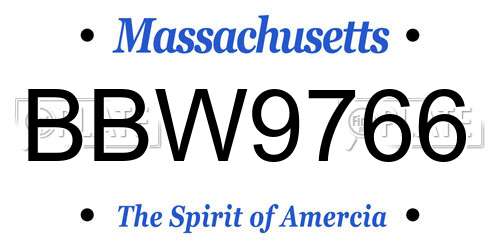 BBW9766 Massachusetts License Plate