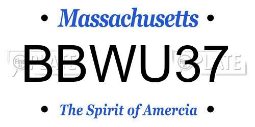 BBWU37 Massachusetts License Plate
