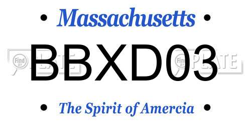 BBXD03 Massachusetts License Plate