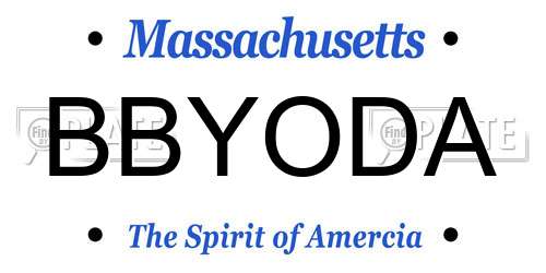 BBYODA Massachusetts License Plate