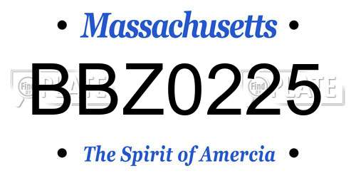 BBZ0225 Massachusetts License Plate