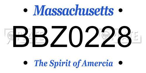 BBZ0228 Massachusetts License Plate