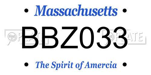 BBZ033 Massachusetts License Plate