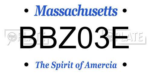 BBZ03E Massachusetts License Plate