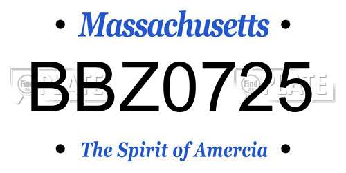 BBZ0725 Massachusetts License Plate