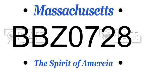 BBZ0728 Massachusetts License Plate
