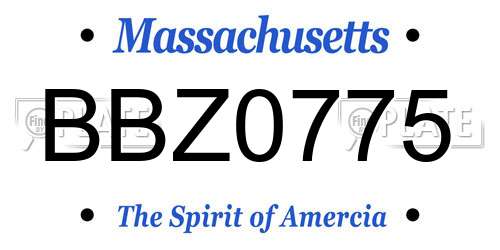 BBZ0775 Massachusetts License Plate