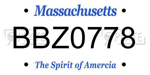 BBZ0778 Massachusetts License Plate
