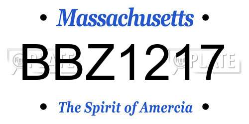 BBZ1217 Massachusetts License Plate