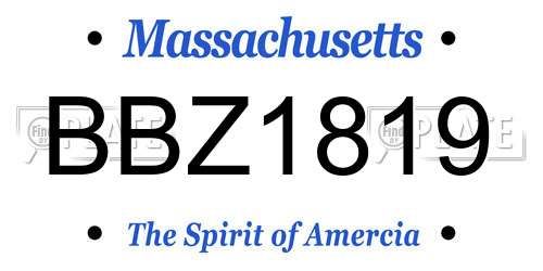 BBZ1819 Massachusetts License Plate
