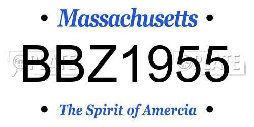 BBZ1955 Massachusetts License Plate