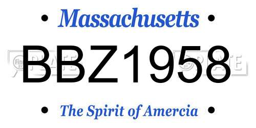 BBZ1958 Massachusetts License Plate