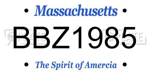 BBZ1985 Massachusetts License Plate