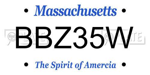 BBZ35W Massachusetts License Plate