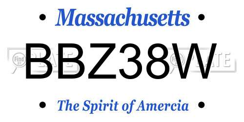 BBZ38W Massachusetts License Plate