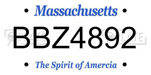 BBZ4892 Massachusetts License Plate