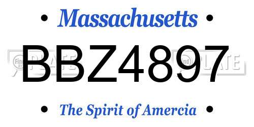 BBZ4897 Massachusetts License Plate