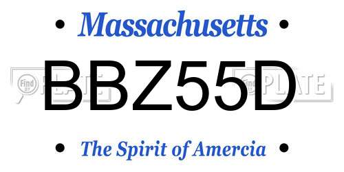 BBZ55D Massachusetts License Plate