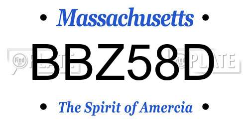BBZ58D Massachusetts License Plate