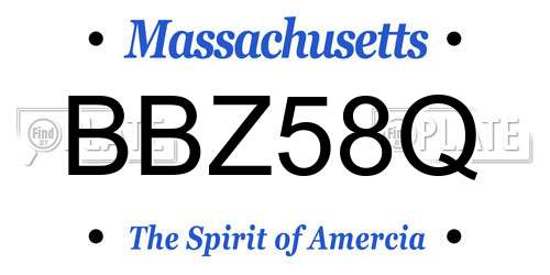 BBZ58Q Massachusetts License Plate