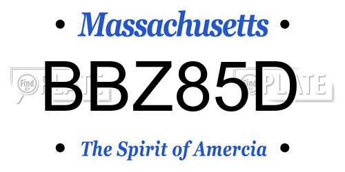 BBZ85D Massachusetts License Plate