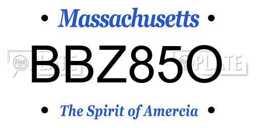 BBZ85O Massachusetts License Plate