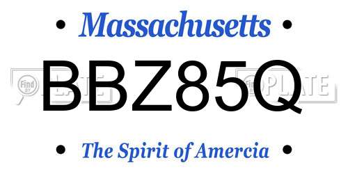BBZ85Q Massachusetts License Plate