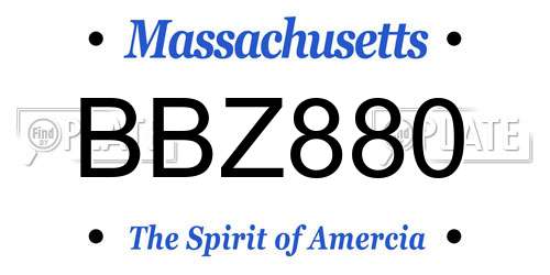 BBZ880 Massachusetts License Plate