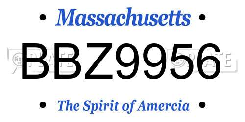 BBZ9956 Massachusetts License Plate