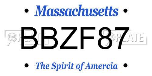 BBZF87 Massachusetts License Plate