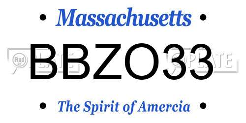 BBZO33 Massachusetts License Plate