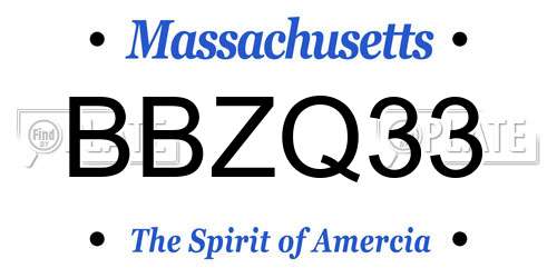 BBZQ33 Massachusetts License Plate