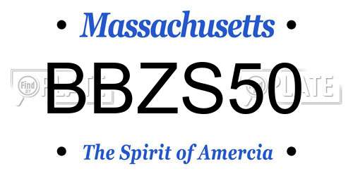BBZS50 Massachusetts License Plate