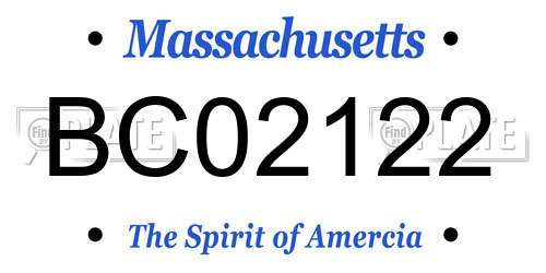 BC02122 Massachusetts License Plate