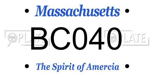BC040 Massachusetts License Plate