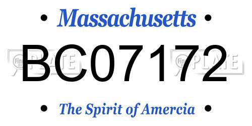 BC07172 Massachusetts License Plate