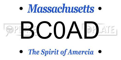 BC0AD Massachusetts License Plate