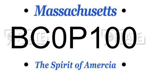 BC0P100 Massachusetts License Plate