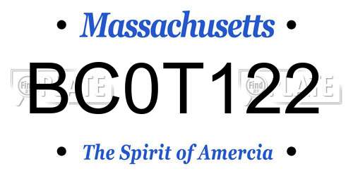 BC0T122 Massachusetts License Plate