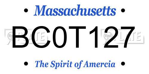 BC0T127 Massachusetts License Plate