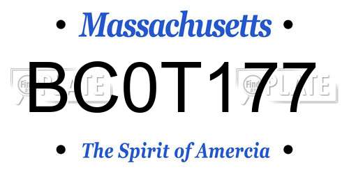 BC0T177 Massachusetts License Plate