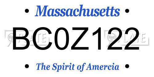 BC0Z122 Massachusetts License Plate