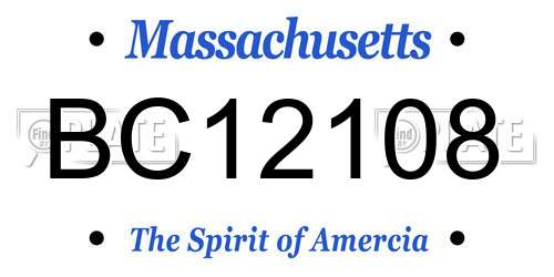 BC12108 Massachusetts License Plate