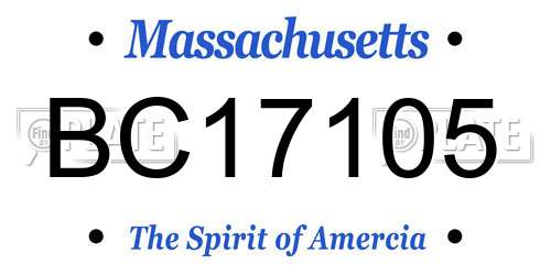BC17105 Massachusetts License Plate