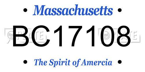 BC17108 Massachusetts License Plate