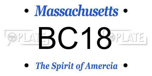 BC18 Massachusetts License Plate
